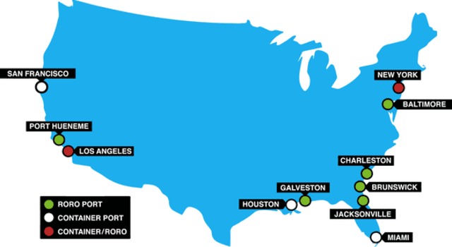 Shared and Sole Use Container Shipping Service Map