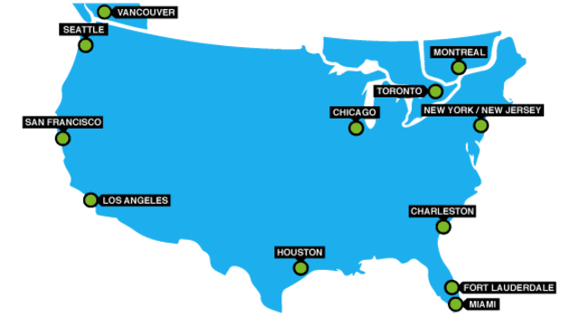 Shared and Sole Use Container Shipping Service Map